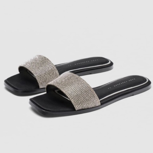 Zara Shoes - Zara rhinestone slides